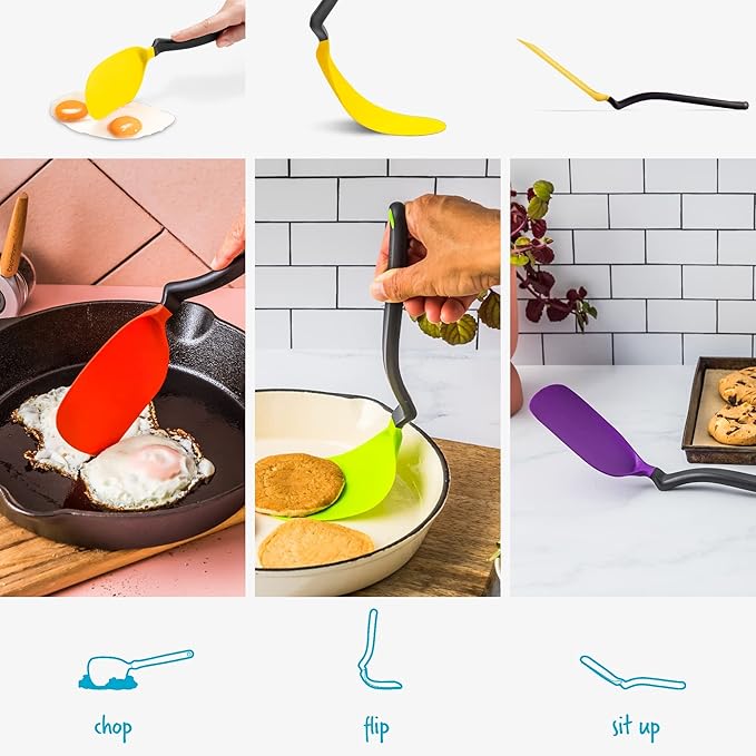 Dreamfarm Chopula Non-Stick-Safe Super-Flexible Sit-Up Spatula with Strong Flat Edge to Separate Food - 12" Yellow