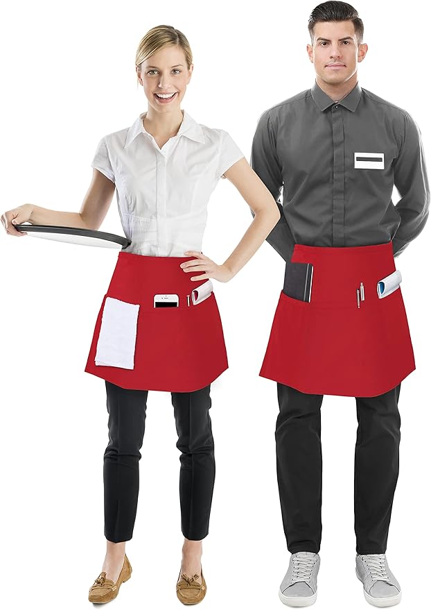 Utopia Wear 12 Pack Server Apron with 3 Pockets, Waist Apron for Waiter Waitress, 12 Inches