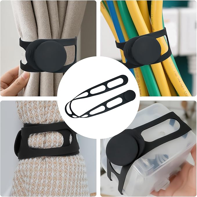 Self-Locking Silicone Strap for Slow Cooker Lid, Pot, Bento Box Reusable Elastic Tie for Organizing Cords, Yoga Mat, Camping Gear (2-Pack)