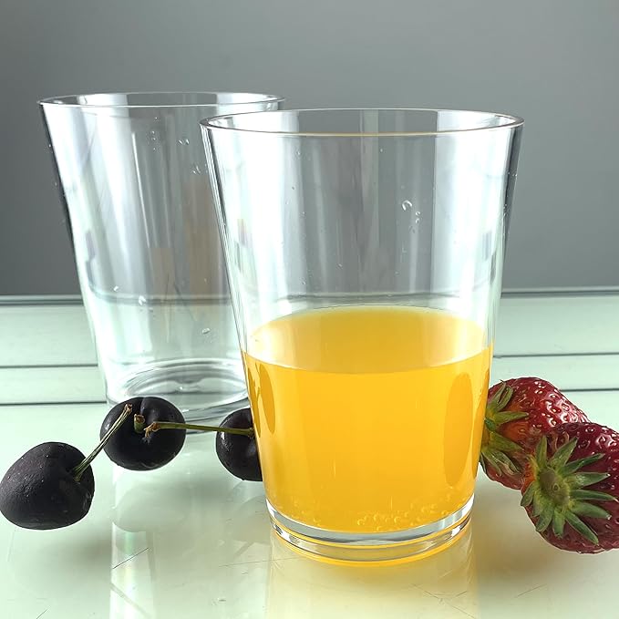 12 oz Clear Drinking Glasses - Unbreakable Acrylic Glasses Drinkware set of 6 - BPA Free Dishwasher Safe Reusable Plastic Cups for Kitchen Party Outdoor (Look Like Glass)