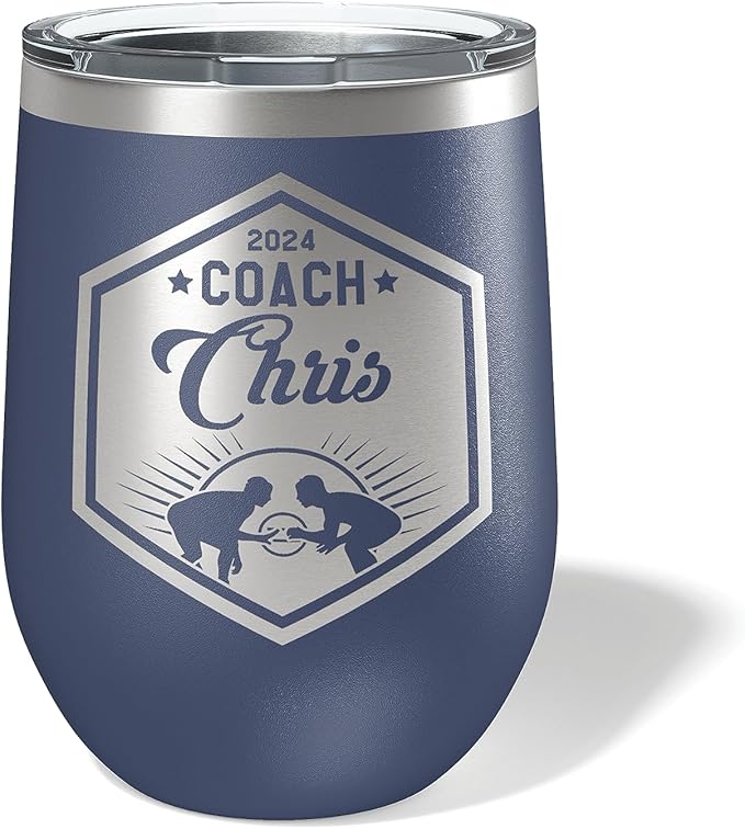Wrestling Coach gifts, Tumbler, Coach tumbler, Wrestling gifts, Coach Beer glass, Coach gift, Wrestling Coach, Coach gifts, Wrestling Coach (Wrestling Hexagon, Navy, 12oz Wine Tumbler)