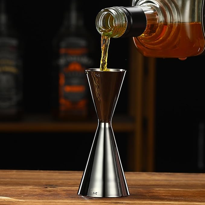 Double Cocktail Jigger Slim Style Measuring Jigger (Smooth GunmetalBlack)