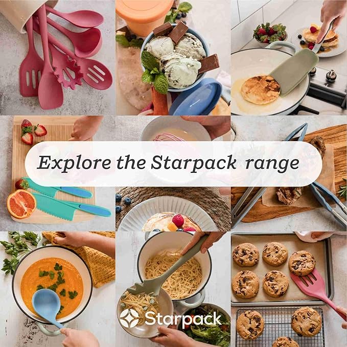 Starpack 'Get a Grip' Silicone Kitchen Tongs for Cooking 12 Inch - BBQ Silicone Tongs for Grill Heat Resistant to 600°F - Stainless Steel Utensils with Non Stick Rubber Tips for Serving Food