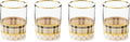 MACKENZIE-CHILDS Set of 4 Tumbler Glasses, Glass Drinkware with Gold Rims, 12 Ounces, Brown-and-White Tartan Mocha