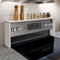 SwallowLiving Stove Shelf for Back of Stove, Solid Wood Over the Stove Shelf, Space-Saving Above Stove Spice Rack, Stove Top Shelf for Kitchen Organization, White