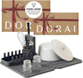 Dorai Home Collapsible Dish Drying Rack and Stone Dish Pad – Large Foldable Drying Rack with Instant - Dry Stone Mat –Space-Saving Drainer Rack for Kitchen Counter - 24.6" x 16.5", Slate