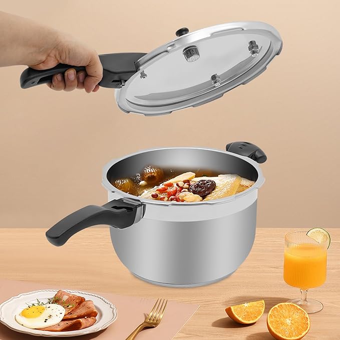 Stainless Steel Pressure Cooker Small Pressure Pot 80Kpa High Security Pressure Canner with Handle for Home Restaurants (8L/8.45Qt)