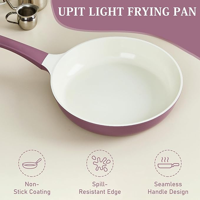 UPIT Non Stick Ceramic Frying Pan Skillet | Scratch-Resistant PFOA & PFOS Free Non Toxic Pan for Cooking | Compatible with Induction, Gas & Electric Stovetops (11 IN)