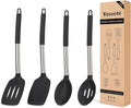 Silicone Cooking Kitchen Utensils Set Kitchen Utensils Set Silicone Cooking Utensils Set for Nonstick Cookware Perfect for Baking and Mixing Spatula Set BPA Free Dishwasher Safe Black 4 Pack