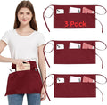 3 Pack Waist Apron with 3 Pockets, Unisex Black Waiter Aprons, Water Resistant Server Aprons for Restaurant Chef Bar