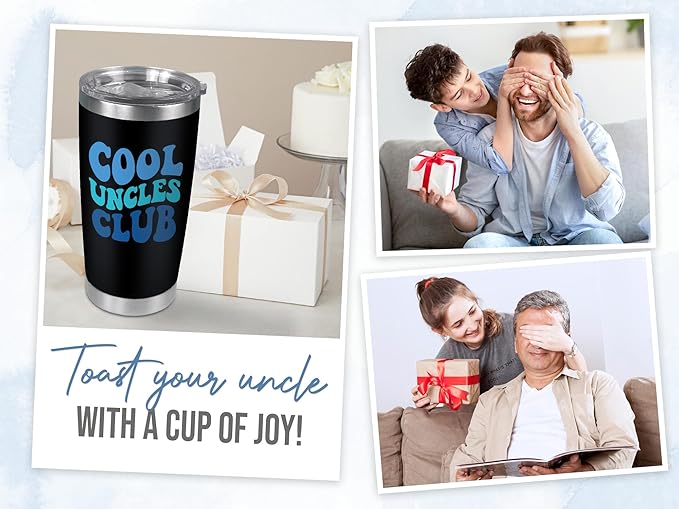 Christmas Uncle Gifts for Men - 20 oz Stainless Steel Insulated Coffee Tumbler with Lid - Uncle Birthday Gifts from Niece Nephew Brother, Funny Present for Men