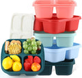 Honeydak 5 Pack Snack Containers 4 Compartment Bento Snack Boxes Reusable Lunchable Containers with Lids Divided Meal Prep Lunch Food Storage Box for School Work Travel(Melon,Equal)