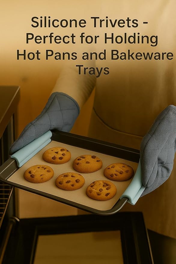 Silicone Trivets for Hot Dishes – Heat-Resistant, Non-Slip Pot Holders for Kitchen & Coasters – Durable Hot Pads for Pots, Pans, Baking Dishes & Kitchen Appliances (Sky Mist - 2pcs)