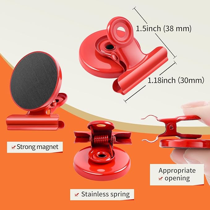 VNDUEEY 6 Pack Fridge Magnets Refrigerator Magnets, Magnetic Clips for Whiteboard, Magnet Clips for Kitchen Office Organizing & Decorating