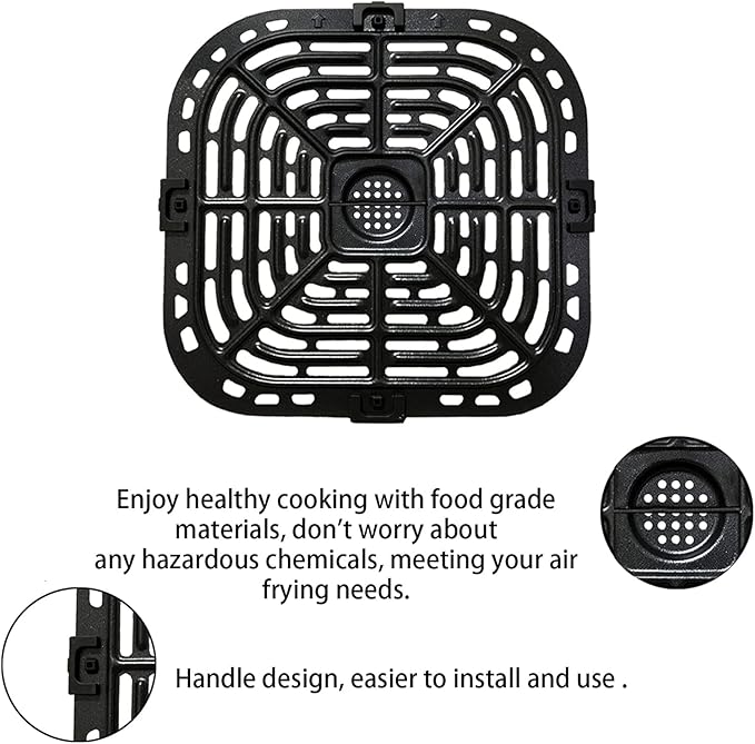 Instant Vortex Upgraded Grill Pan with Rubber Bumpers, Nonstick, Dishwasher Safe for 5.7QT, 6QT Air Fryers