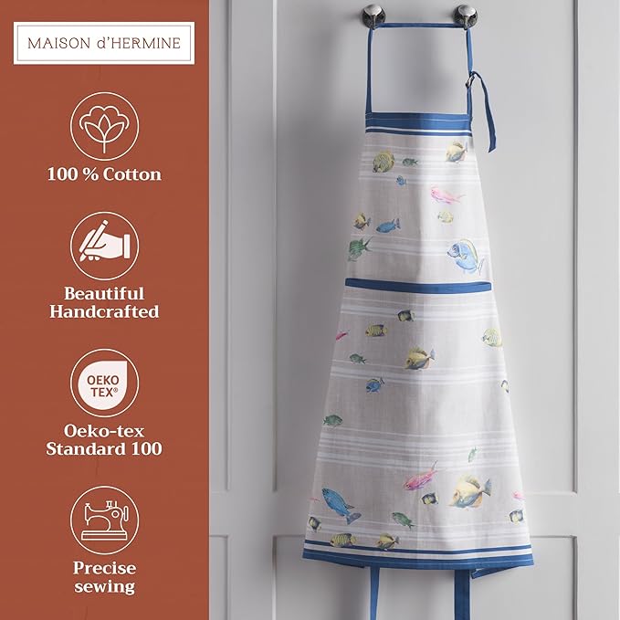 Maison d' Hermine 100% Cotton Apron for women with Pocket Kitchen Chef Apron for Men Cooking Gardening Server Waitress