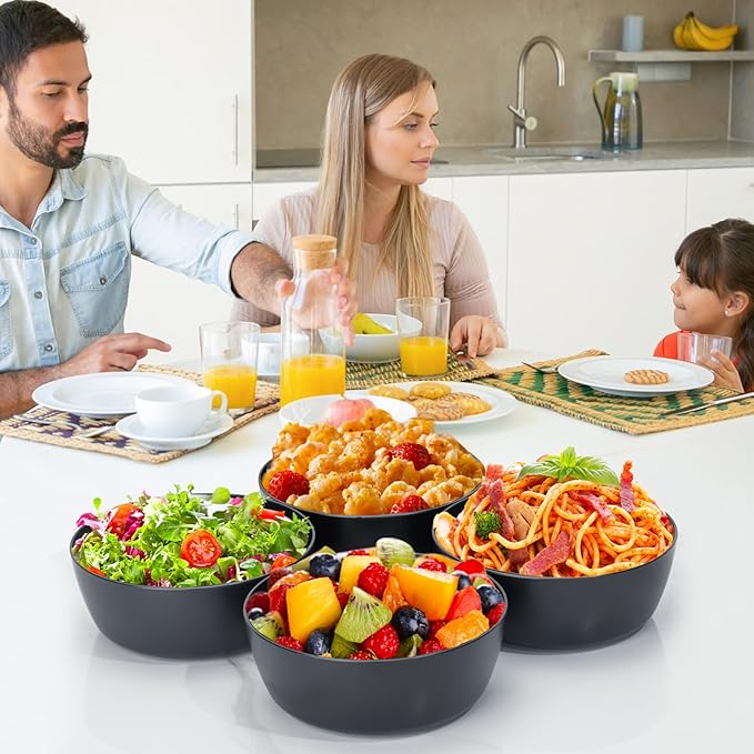 EI 8pcs Wheat Straw Bowls,28oz Reusable Cereal Bowls,Unbreakable Plastic Bowls,Premium Wheat Straw Bowls Set,Microwave and Dishwasher Safe Lightweight Fruit/Salad/Soup Bowls for Picnic,Halloween