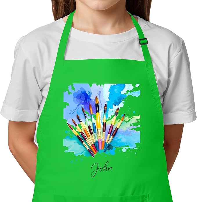 Personalized Kids Apron with Custom Name, Artist Apron For Painting and Craft Crhsitmas Boys & Girls Stocking Stuffer
