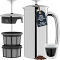 ESPRO P7 French Press Stainless Steel 304 – Patented Double Walled Micro-Filter Insulated French Press Coffee Maker, Grit-Free Brew - Heat Resistant Plastic Free Coffee Maker, Polished (32oz)