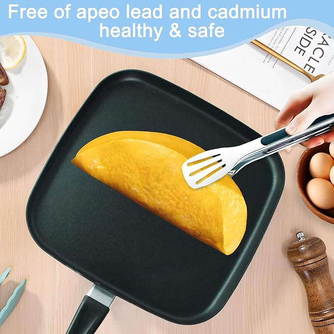 10 Inch Square Griddle Pan - Nonstick Flat Skillet, Cast aluminum, Grill Pan for Cooking Stove Top Omelette Steak Stir Fry, Comales para Tortillas with Cool Touch Handle, PFOA Free
