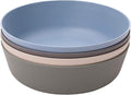 WeeSprout Bamboo Kids Bowls, Set of Four 15 oz Kid-Sized Dinnerware, Cereal, Leftovers & Snack Bowl, Dishwasher Safe (Blue, Green, Gray, & Beige)