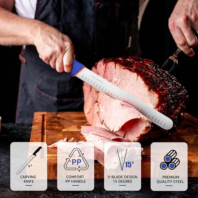 DRAGON RIOT Carving Knife Set for Meat 6 Inch Curved Beef Brisket Trimming and Boning Knife and 10 Inche Meat Slicing Knife Bundle
