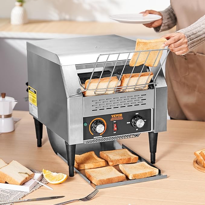 VEVOR Commercial Conveyor Toaster, 300 Slices/Hour, Heavy Duty Stainless Steel, Electric Restaurant Toaster for Toast, Bun, Bagel, Bread