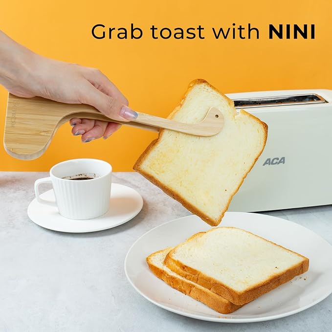 Bamboo Nessie Toast Tongs – 10” Toaster Tongs for Bread & Bagels, Heat-Resistant Bamboo Kitchen Tongs with Anti-Slip Grip, Cute Loch Ness Monster Design for Cooking & Serving