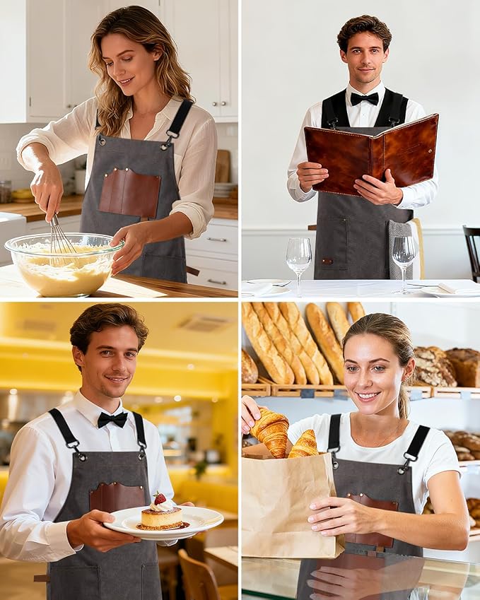 Kitchen Apron - 3 Large Pockets, Cross Back Apron With Adjustable Straps, Cooking Kitchen Chef Apron For Women And Men, Wear-Resistant & Easy To Clean.