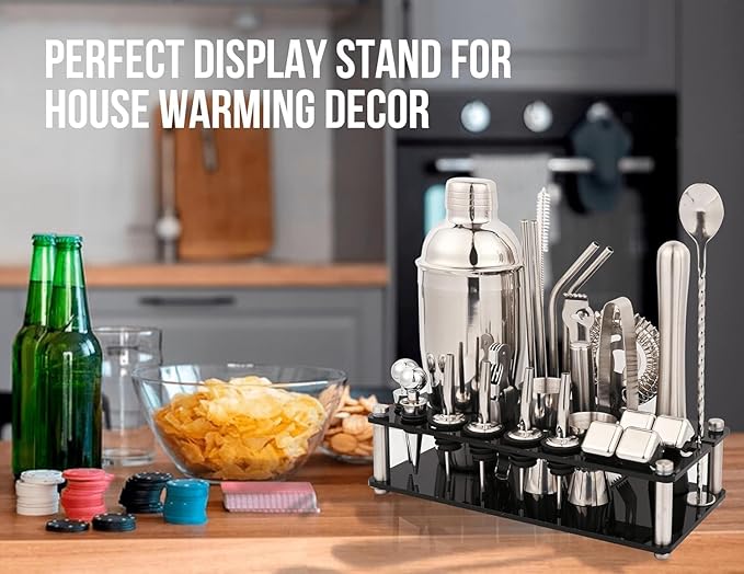 26-Piece Bartender Kit with Acrylic Stand – Premium Cocktail Shaker Set with Mixology Tools & Accessories – Professional Bar Set for Home & Party Drink Making