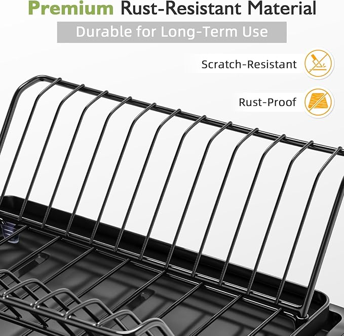 Expandable Dish Drying Rack for Kitchen Counter & Over Sink – Rustproof Stainless Steel Dish Drainer with Fast Drain, Large Capacity/Small Space Dish Rack, Kitchen Organization Drying Rack.