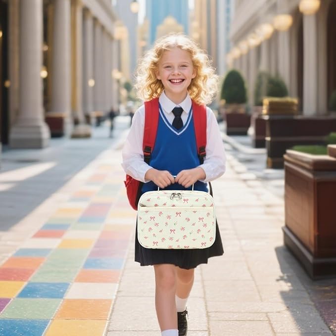 Bluboon Kids Girls Lunch Bag Insulated Lunch Box for school Corduroy Lunch Cooler Organizer School Kids Lunch Tote