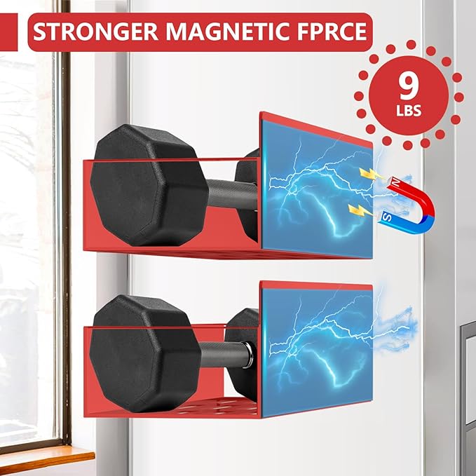Magnetic Spice Rack for Refrigerator Seasoning Organizer for Spice Fridge Shelf storage Magnetic Shelf with Hook for Oven(4pack-Red)