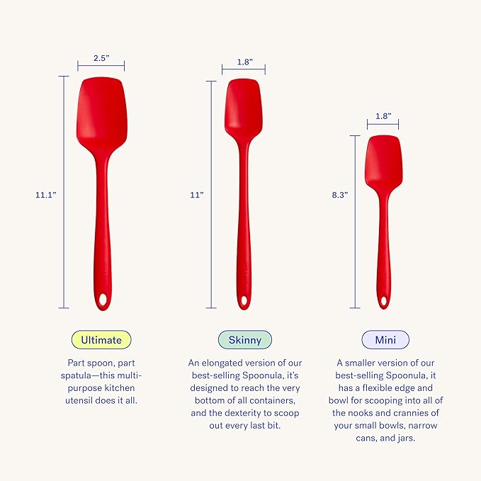 GIR: Get It Right Silicone Spoonula - Non-Stick Heat Resistant Silicone Scraper Spatula for Mixing, Serving, Scraping, Stirring, and More - 11 Inch, Studio White