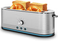 4-Slice Toaster, 7 Browning Settings, Removable Crumb Tray, Full body Stainless Steel Housing 1350W ，Anti-Fingerprint & Anti-Jam,Stainless Steel