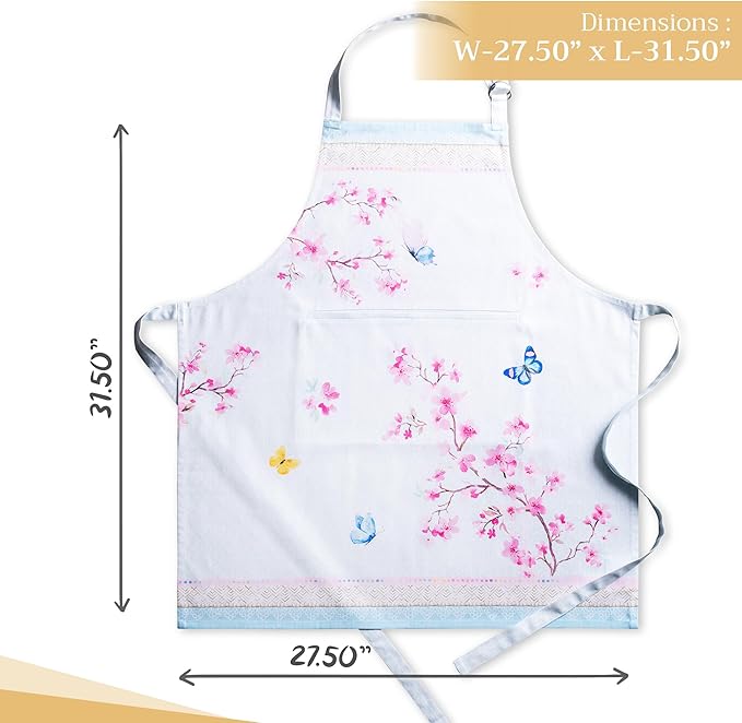 Maison d' Hermine 100% Cotton Apron for women with Pocket Kitchen Chef Apron for Men Cooking Gardening Server Waitress