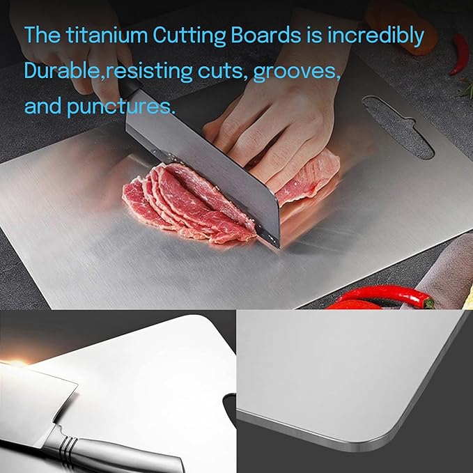 Titanium Cutting Board, Cutting Boards For Kitchen, Double-Sided Food-Grade Titanium Cutting Board For Cutting Fruits, Meats and Vegetables (S)