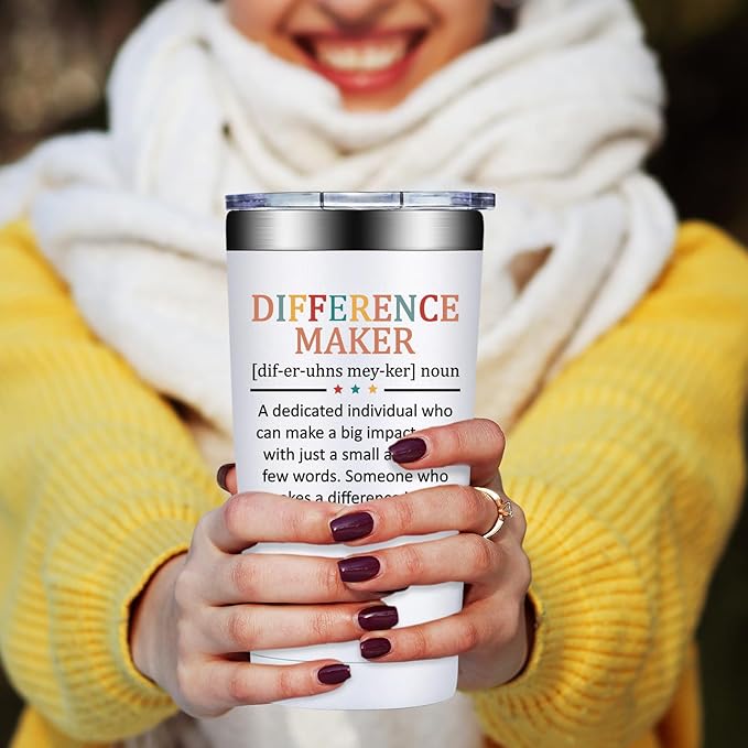 Difference Maker Gifts - Christmas Thank You Gift for Women, Men - Teacher Appreciation Gifts - Inspirational Gift for Coworker, Boss, Assistant, Employee - 20oz Tumbler
