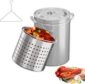 Bonnlo 44QT Turkey Fryer Pot with Steamer Basket, Lid & Lifting Hook, Stainless Steel Seafood Boil-Pot for Lobster, Crab & Shrimp, Heavy-Duty Deep Stockpot for Outdoor Boiling, Cooking & Frying