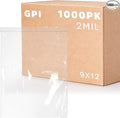 GPI - 9" x 12" Zip Bags, 1000 Count, 2 Mil, Clear Plastic Reclosable Zipper Poly Baggies, with Resealable Lock Seal. for A4 Letter Size Paper, Apparel, Clothing, Food, Home & Office Supplies.