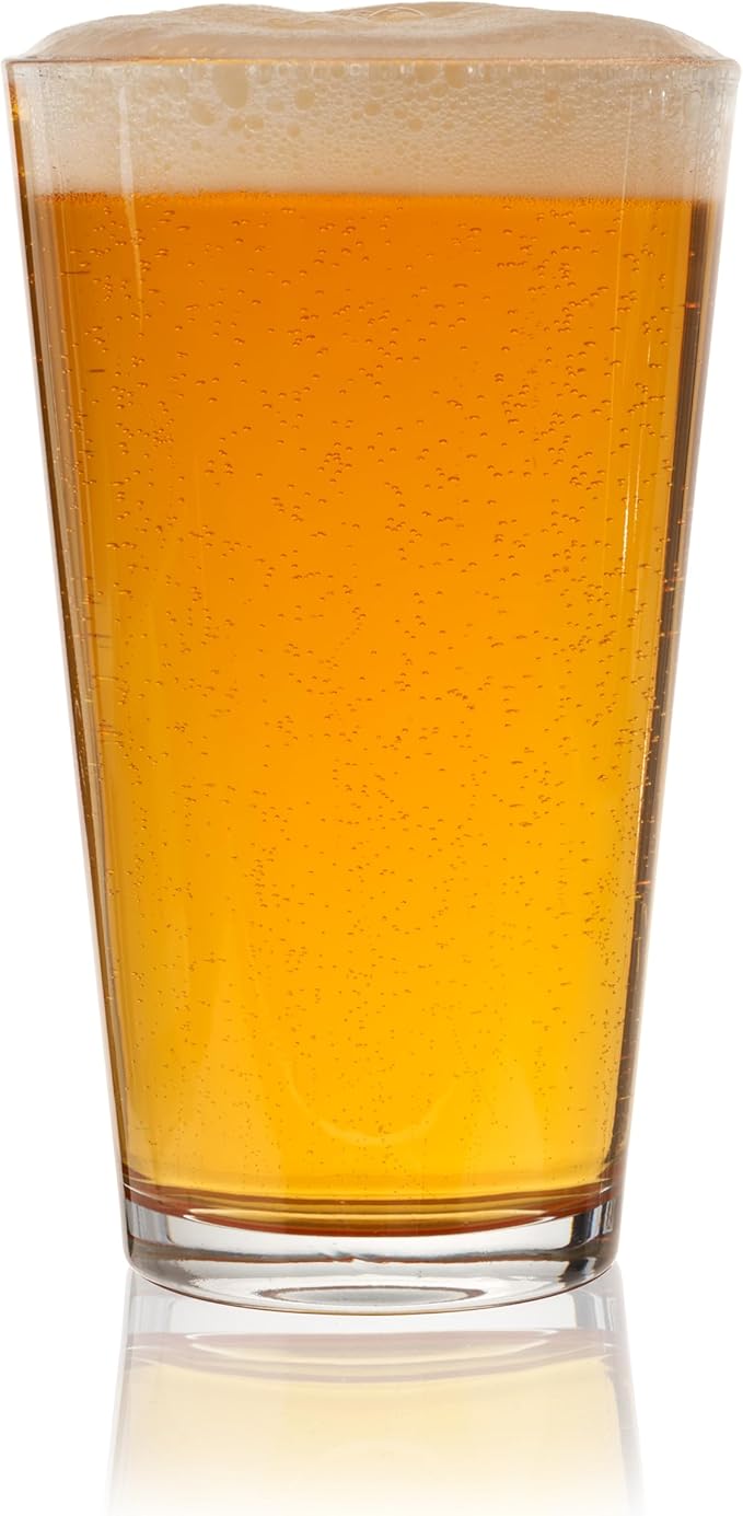 TRUE Stackable Beer Glasses, Pint Glasses for Beers, Water, Iced Coffee, Cocktails, Game Night, Beer Gifts for Men, BBQ Outdoor Party, Home Bar Accessories, Kitchen Glassware, 16 oz, Set of 6