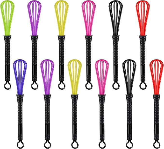 12 Pack Hair Color Whisk Mini Whisk for Hair Dye Color Mixing Christmas Gifts 7 x 1.2 in Salon Barber Plastic dressing Dye Kitchen Baking Cooking Mixer Tool