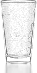 Well Told Engraved Charlottesville Virginia Map Pint Glass Etched Beer Glass Gift (16 oz, Clear) City Map Pint Glass, Custom Beer Glass, Gifts for Beer Lovers