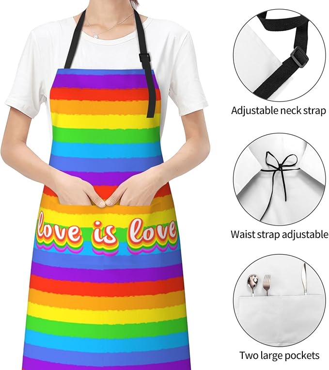 LGBT Aprons Gay Aprons with Pockets and Adjustable Rainbow Apron for Gardening Cooking Kitchen