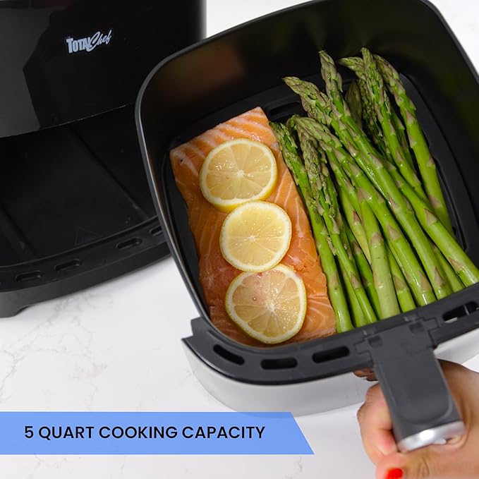 Total Chef 5 Quart Air Fryer - Aerogrill, Non-Stick Frying Basket, French Fry, Digital Touch Screen, 8 Presets, Freidora Eléctrica, Countertop Cooking Kitchen Appliance, Black