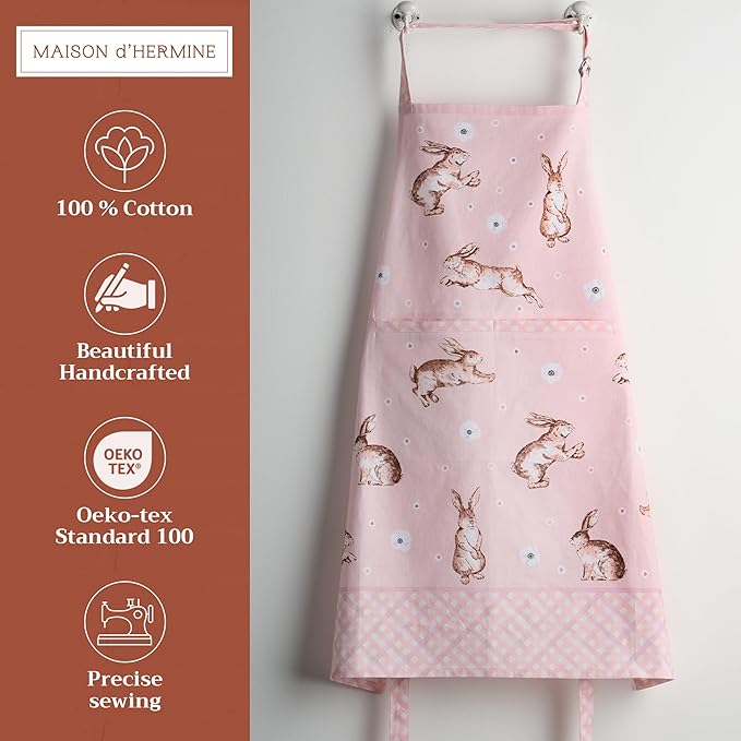 Maison d' Hermine 100% Cotton Apron for women with Pocket Kitchen Chef Apron for Men Cooking Gardening Server Waitress