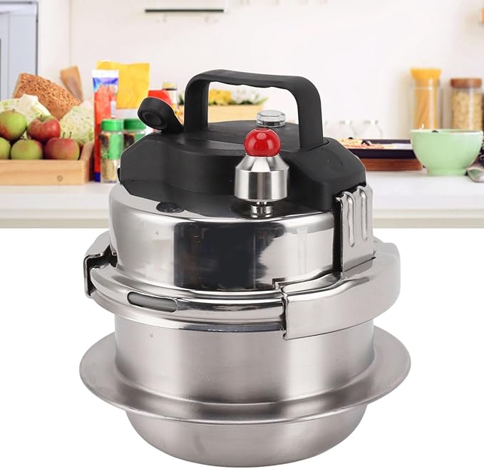 304 Stainless Steel Pressure Cooker, & Reliable, Multifunctional Design, High Pressure Stew, Quick Cooking, Gas & Induction Compatible (1.6L)