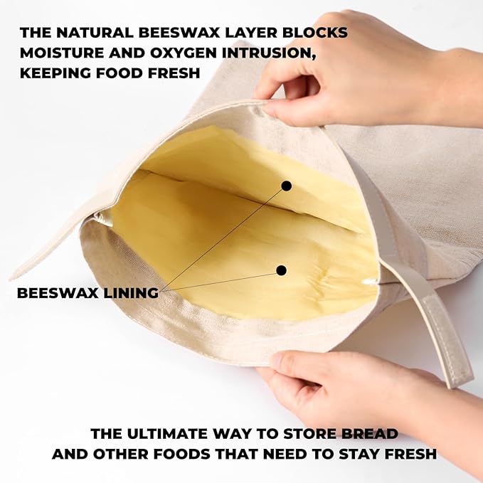 Beeswax Bread Bags for Homemade Bread. Beeswax Bags for Sourdough.（2 Pack). XL-12 * 17IN. ZSHLXM