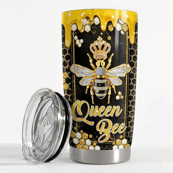 SANDJEST Bee Gifts for Women Girls Bee Tumbler 20oz Jewelry Drawings Stainless Steel Insulated Tumblers Coffee Travel Mug Cup Gift for Birthday Christmas