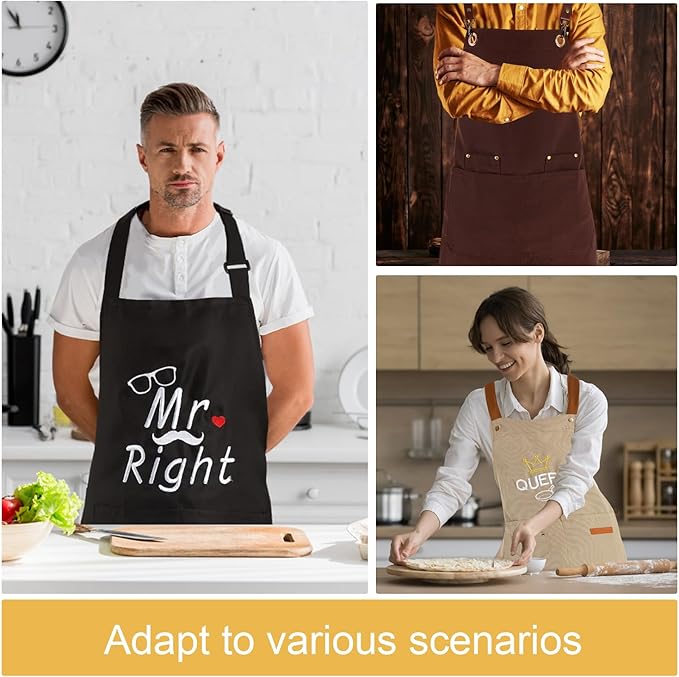 Personalized Aprons Custom Women Men Apron with Pockets Chef for Baking Bbq Grill Embroidered with Name Text